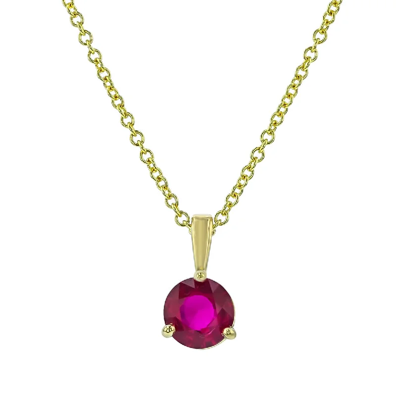 Silver Charm Necklaces-18K Yellow Gold Mozambique Ruby Pendant Necklace