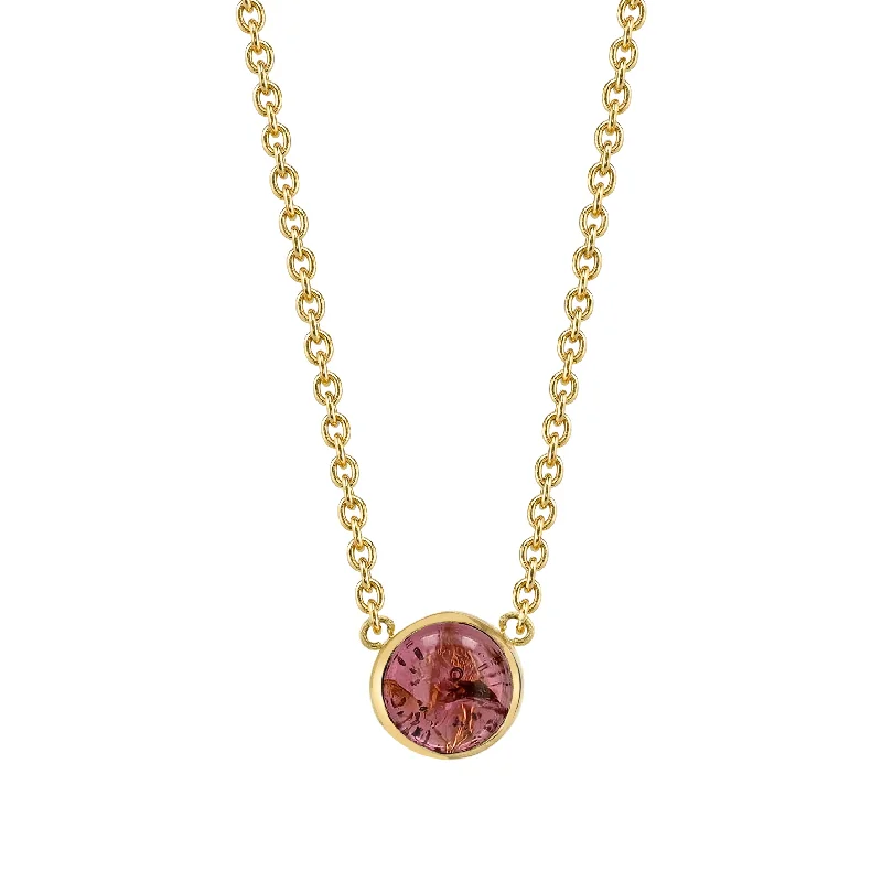 Luxe Silver Necklaces-Baby Cab Necklace - Pink Tourmaline