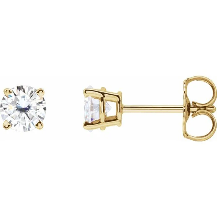 Elegant Gold Earrings-14K Yellow 4.5 mm Stuller Lab-Grown Moissanite Stud Earrings