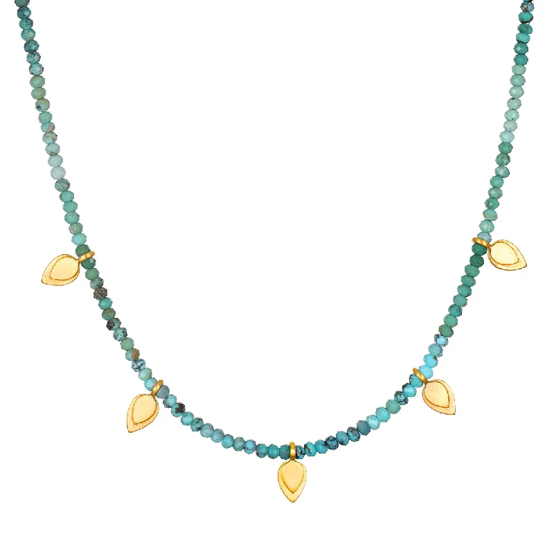 Pearl Pendant Necklaces-Emerging Hope Turquoise Petal Choker Necklace