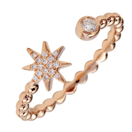 Luxury Rings-14K Rose Gold Diamond Star Ring