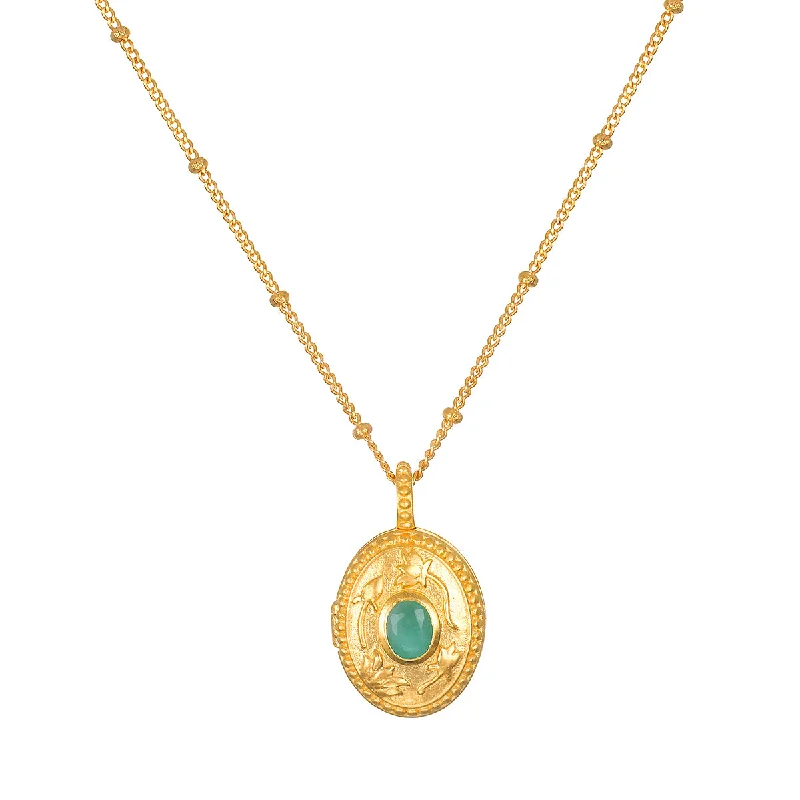 Multi-strand Necklaces-Lotus Emerald Birthstone Locket Necklace - May