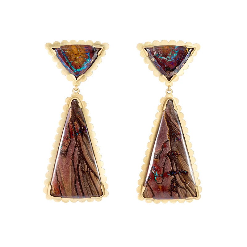 High-quality Earrings-Yowah Opal Triangle Drop Earrings