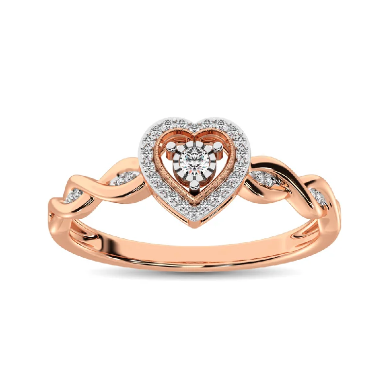 Bridal Set Rings-10K Rose Gold Diamond 1/10 Ct.Tw. Heart Ring