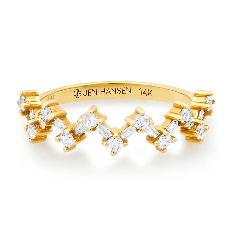 Two-tone Wedding Bands-ZIG ZAG DIAMOND BAND, 14kt GOLD