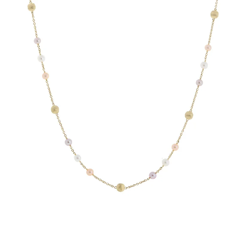 Fashion Necklaces-18K Yellow Gold and Pearl Short Necklace