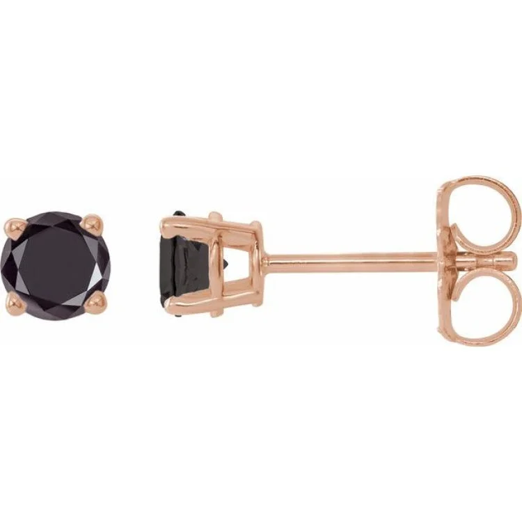 Cute Stud Earrings-14K Rose 1/2 CTW Natural Black Diamond Stud Earrings