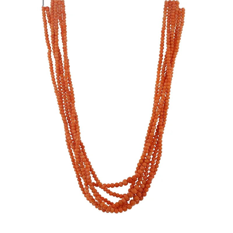 Elegant Chain Pendant Necklaces-36-Inch 6-Strand Graduated Coral Twisted Necklace