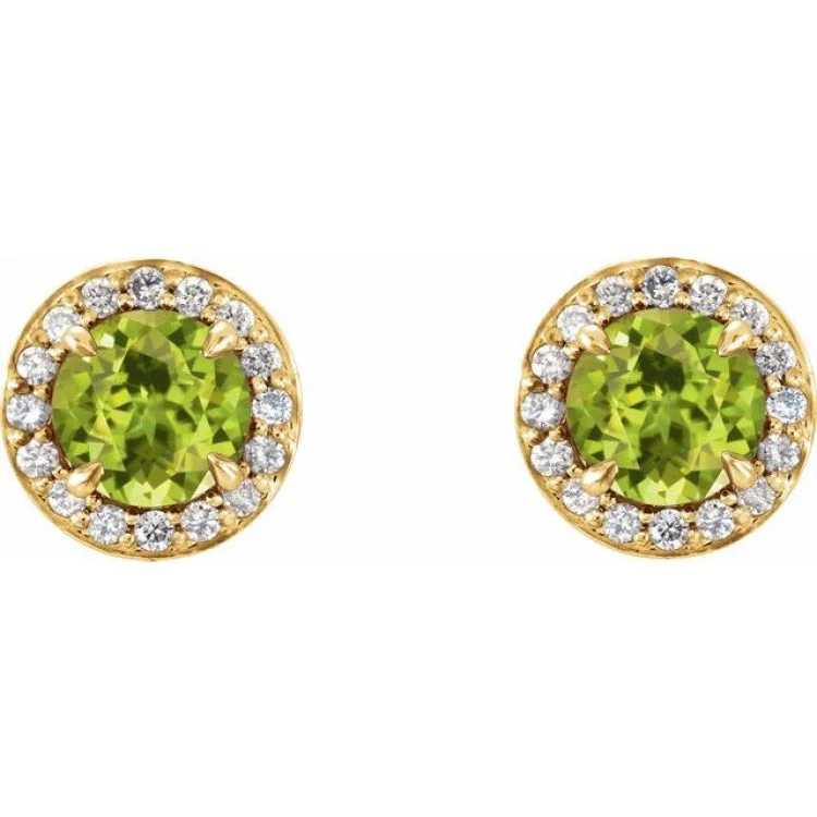 Chic Earrings-14K Yellow 5 mm Natural Peridot & 1/8 CTW Natural Diamond Earrings