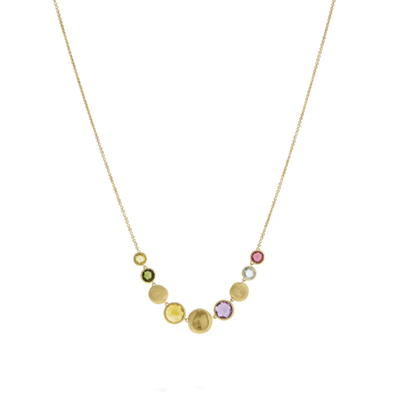 Yellow Gold Necklaces-18K Yellow Gold Mixed Gemstone Necklace