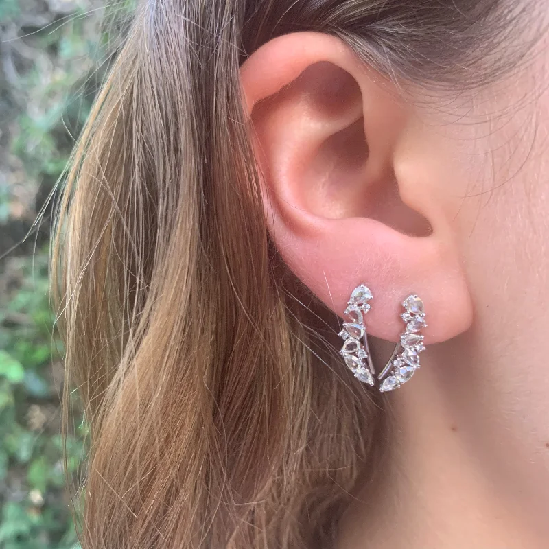 Fun Earrings-Large Diamond Cluster Climber Earring