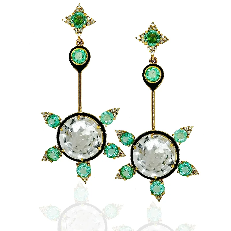 Chic Drop Earrings-Diamond Crystal Petal Drop Earrings