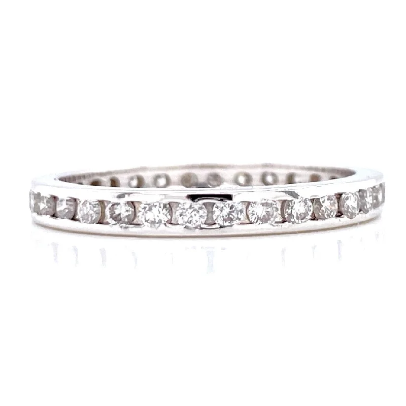 Diamond Halo Rings-14K White Gold 0.50ct Diamond Channel set Eternity Band