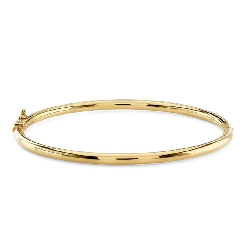 Silver Cuff Bangles-9ct Yellow Gold Pol Solid Bangle