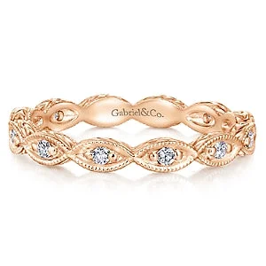 Luxury Rings-14K Rose Gold Diamond Eternity Stackable Band