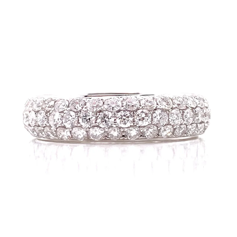 Two-tone Wedding Bands-14K White Gold Diamond Pave Thick Eternity Band