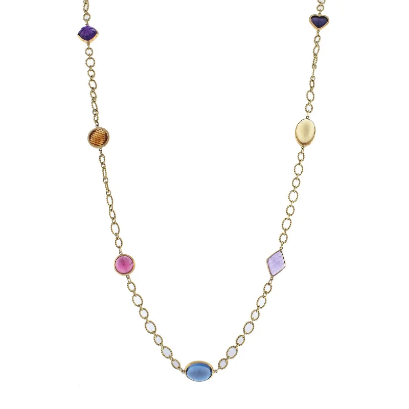 Luxury Gold Necklaces-Citrine, Topaz, Pink Tourmaline, Iolite, and Amethyst Necklace