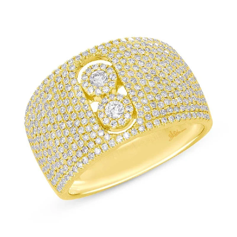 Women's Diamond Rings-14K Yellow Gold Diamond Pave Slider Ring