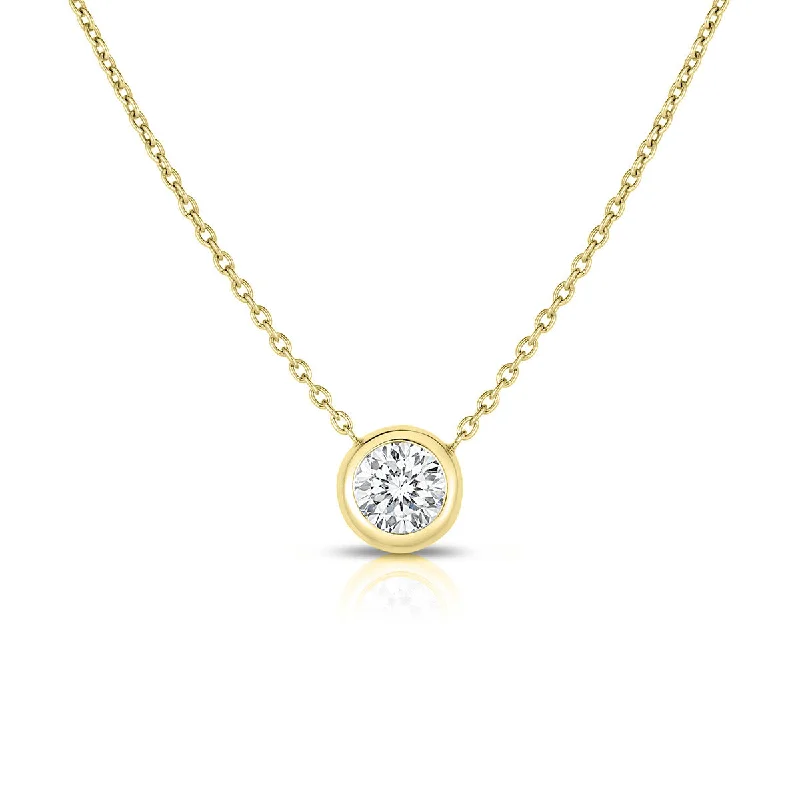 Heart Shape Pendant Necklaces-18K Yellow Gold Solitaire Necklace