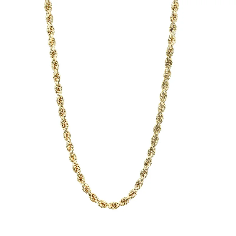 Silver Heart Necklaces-30-Inch 14K Yellow Gold Hollow Rope Chain Necklace