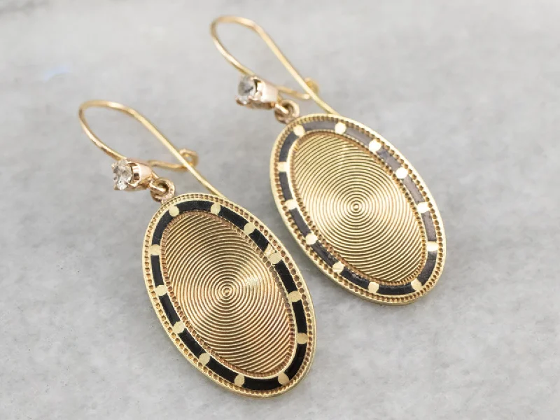 Double Hoop Earrings-Enamel Diamond and Gold Cufflink Earrings