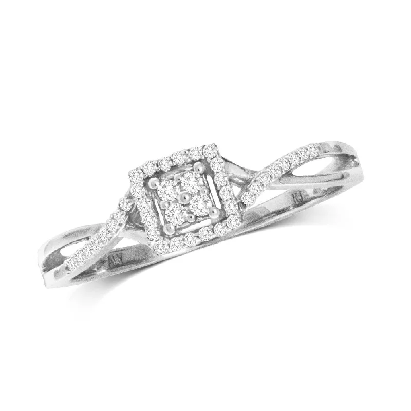 Women's Rings-10K White Gold 1/10 Ct.Tw.Diamond Promise Ring