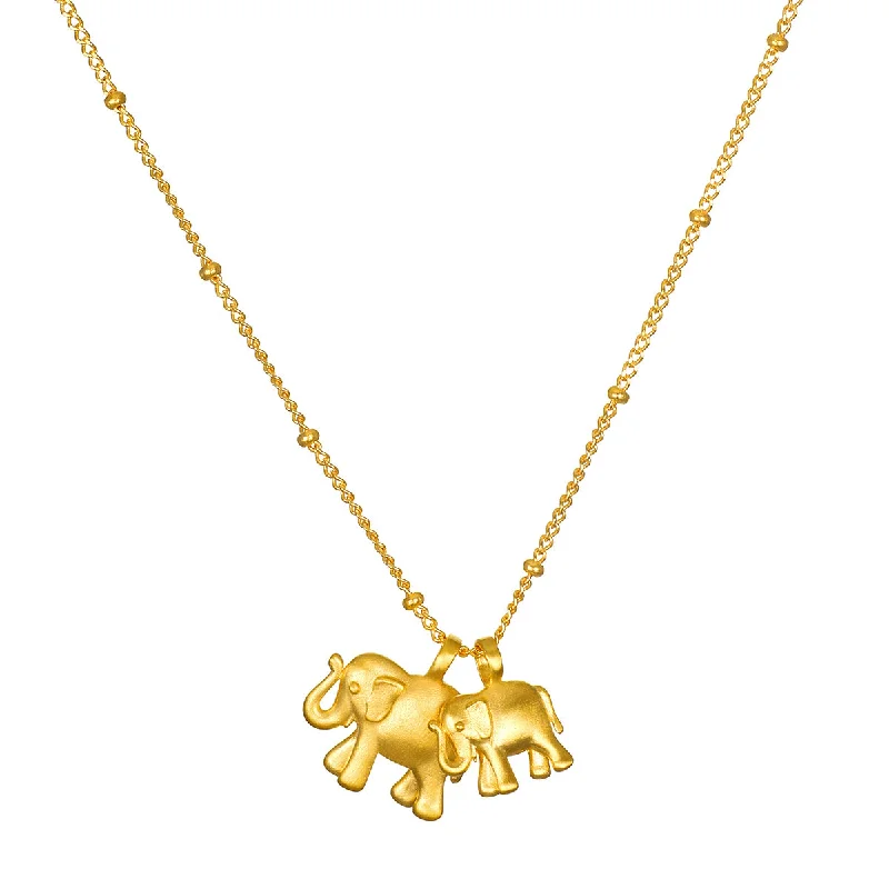 Wedding Necklaces-Elephant Love Gold Necklace