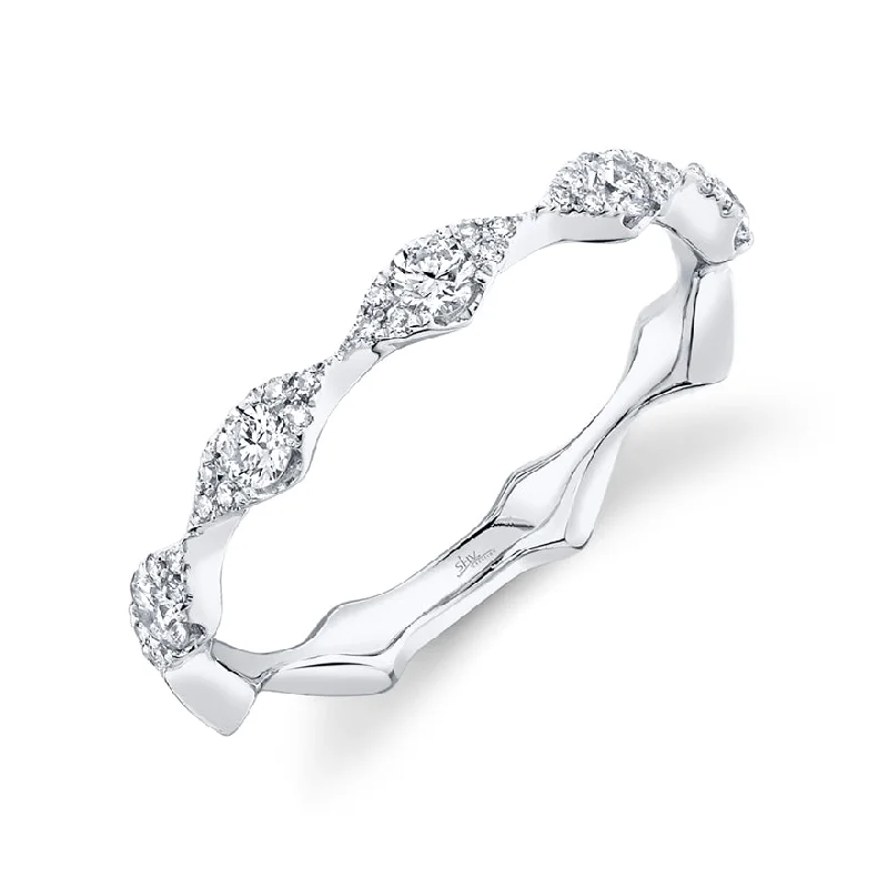 Diamond Stackable Rings-14K White Gold Diamond Free Form Band