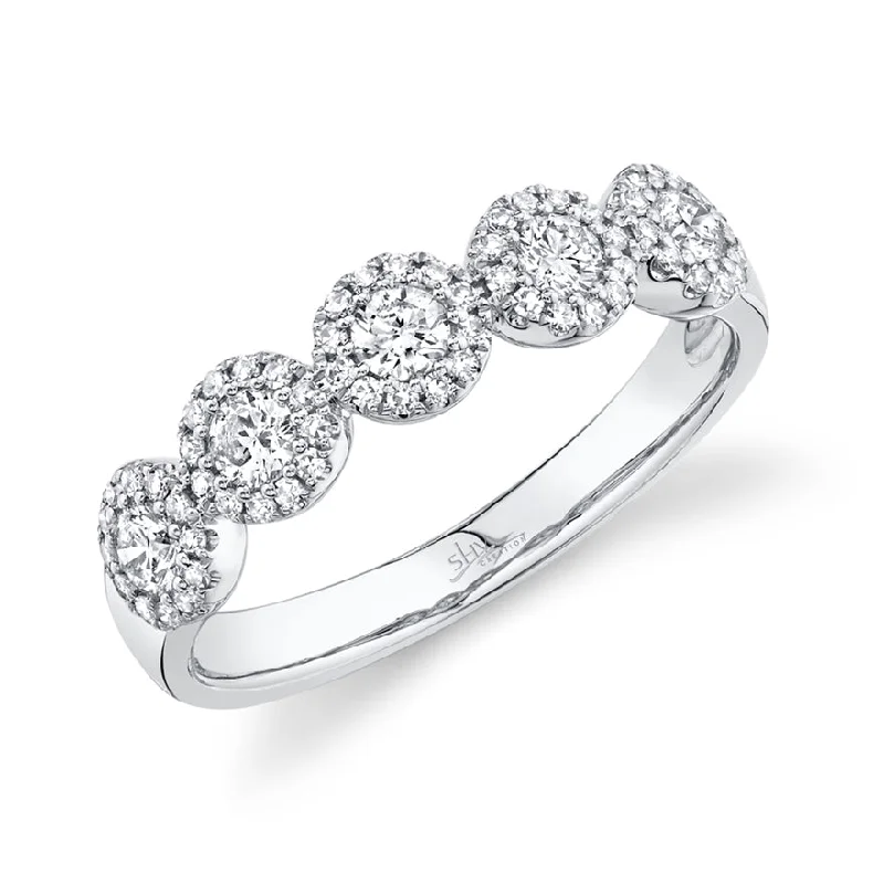 Modern Rings-14K White Gold Diamond Halo Medium Band