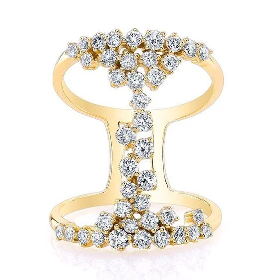 Multi-stone Engagement Rings-14K Yellow Gold Floating Diamond Ring