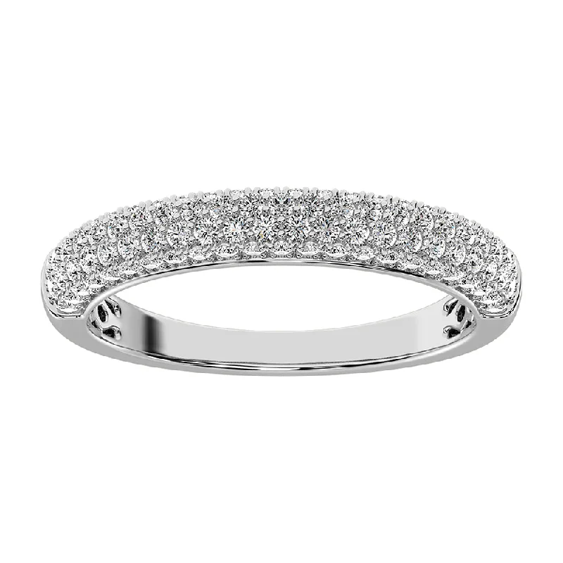 Modern Engagement Rings-14K White Gold 1/2 Ct.Tw. Diamond Pave Set Fashion Band