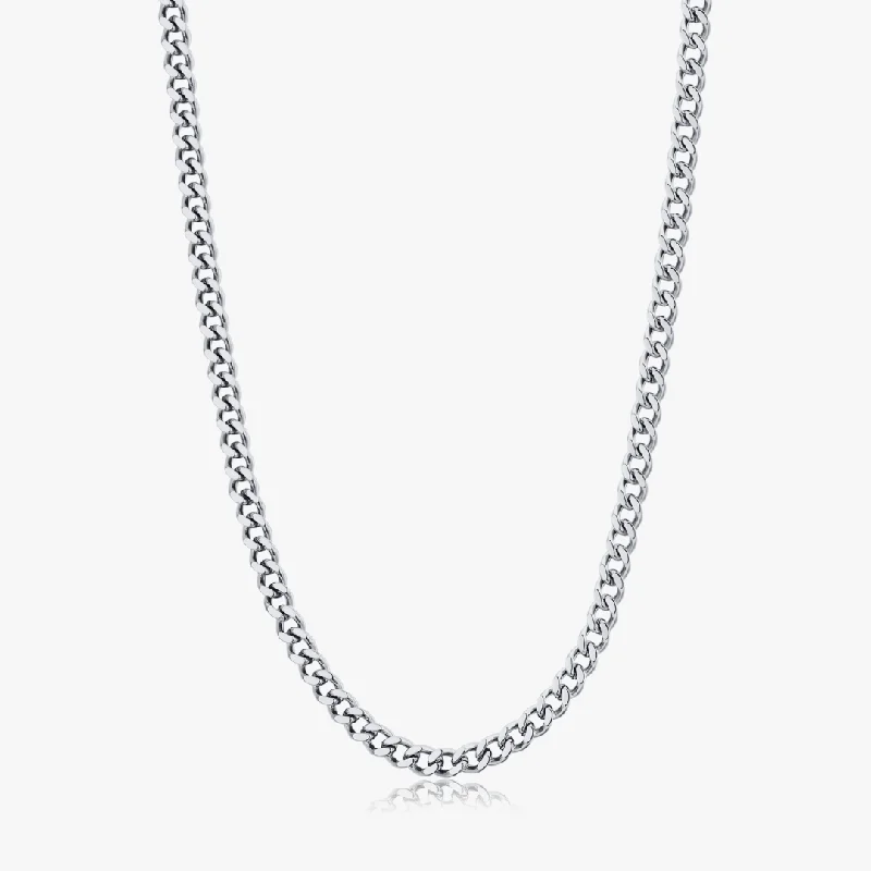 Luxury Gold Necklaces-Thin Curb Silver Chain (Unisex)