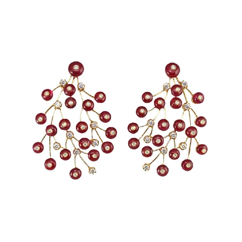 Ethereal Earrings-Ruby Diamond Branch Earrings