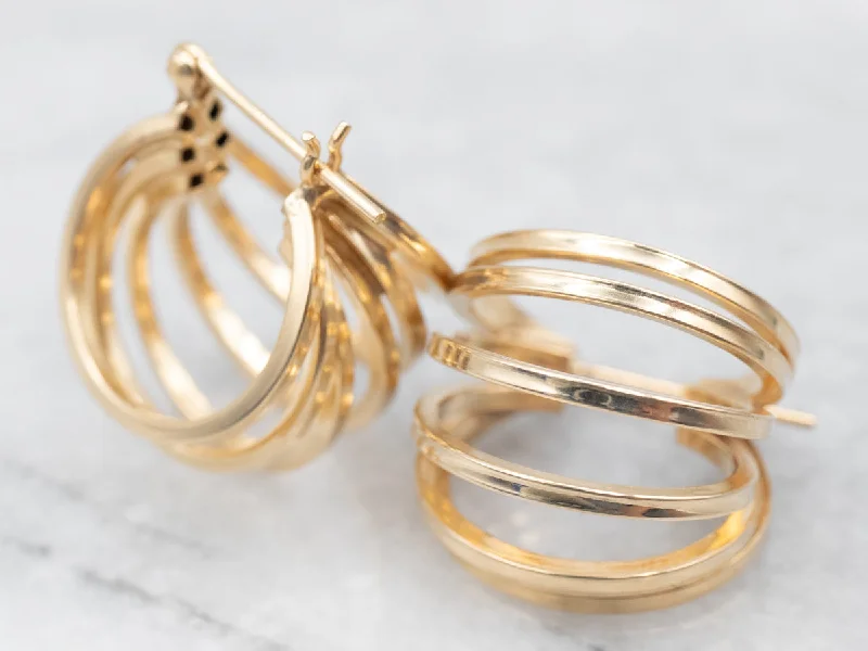 Designer Hoop Earrings-Yellow Gold Multi Hoop Earrings