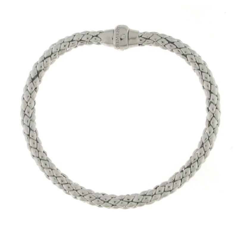 Trendy Bangles-18ct White Gold Stretch Classic Bangle with Diamond Set Clasp