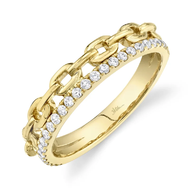 Silver Eternity Wedding Rings-14K Yellow Gold Diamond Link Ring