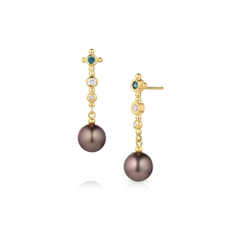 Faux Diamond Earrings-Pearl Scepter Earrings