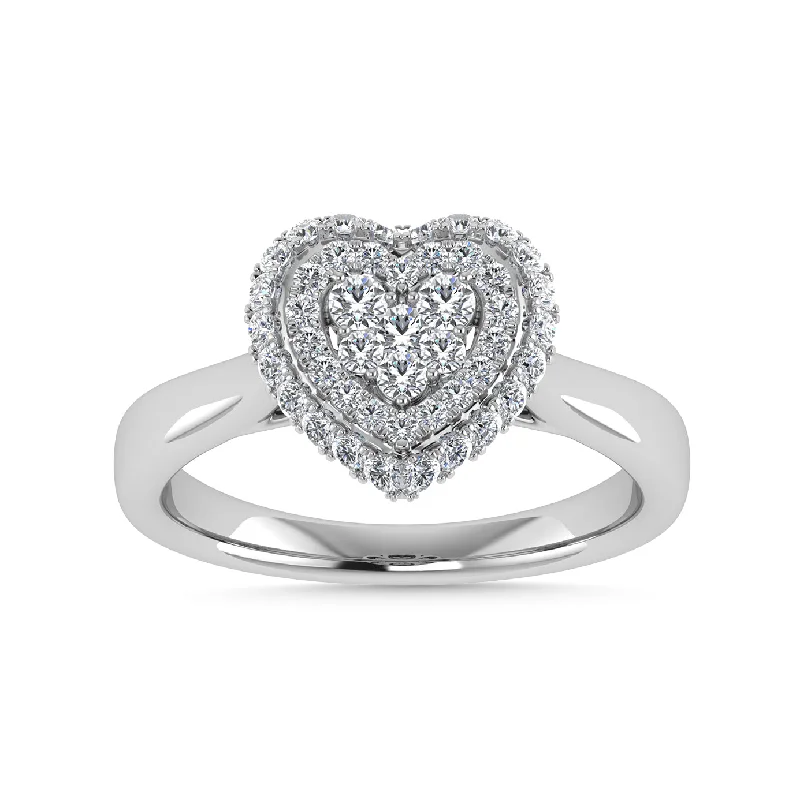 Personalized Promise Rings-Diamond 1/2 Ct.Tw. Cluster Fashion Ring in 14K White Gold Gold