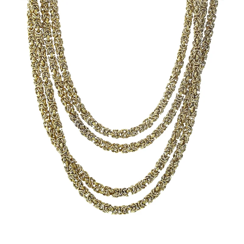 Gold Choker Necklaces-70-Inch 10K Yellow Gold Byzantine Chain Necklace