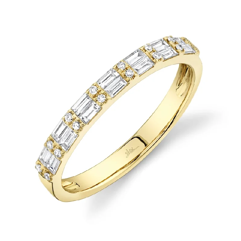 Multi-stone Rings-14K Yellow Gold Diamond Baguette + Round Diamond Band