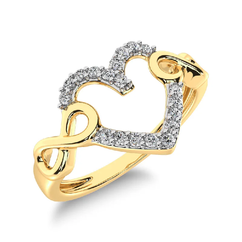 Gold and Diamond Rings-10K Yellow Gold 1/8 Ct.Tw. Diamond Heart Ring