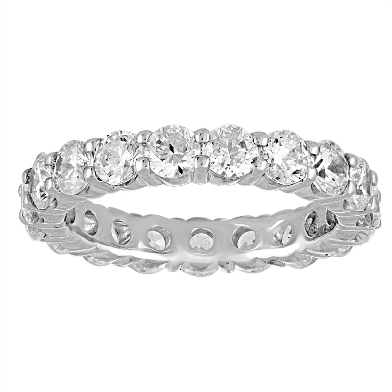 Engraved Wedding Rings-14K White Gold Diamond Eternity Band