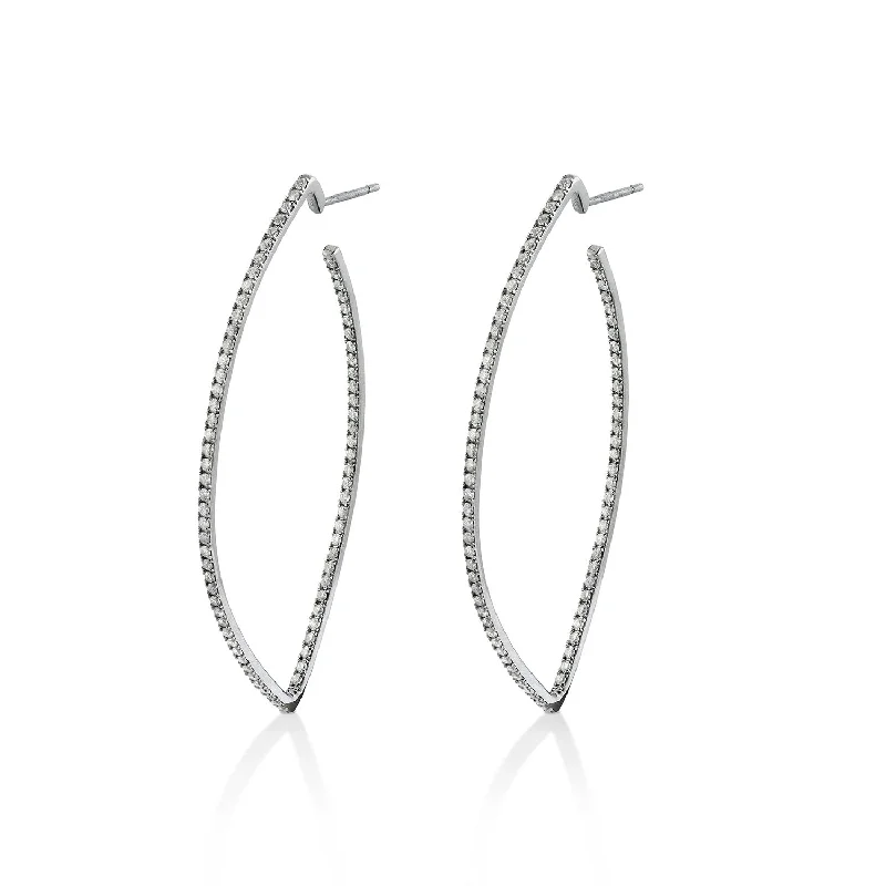 Abstract Drop Earrings-Diamond Marquis Hoop Earrings  E0000433