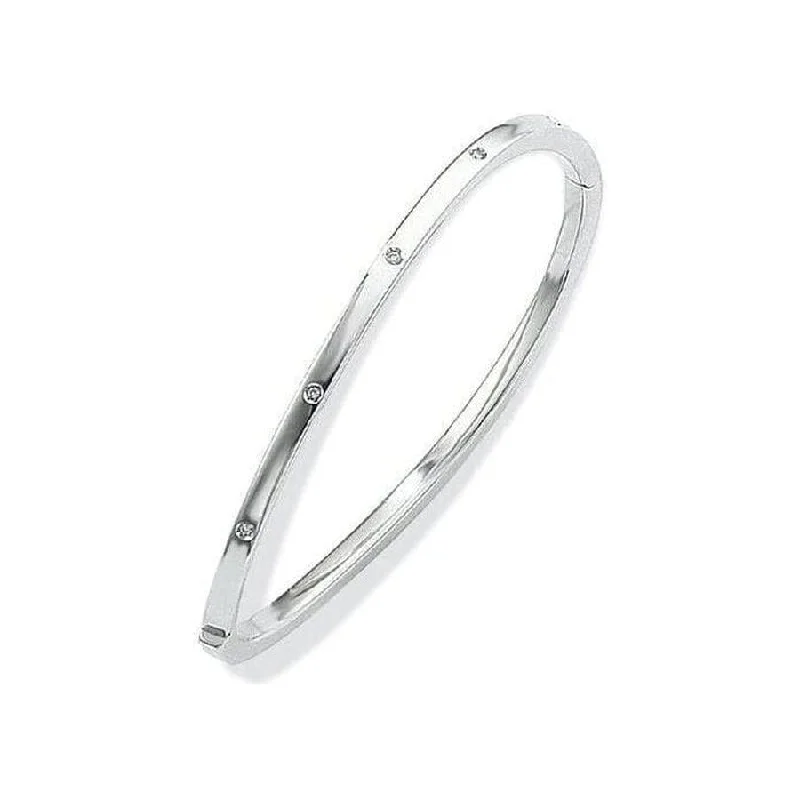 Enamel Bangles-18ct white gold 10 brilliant cut diamond set bangle