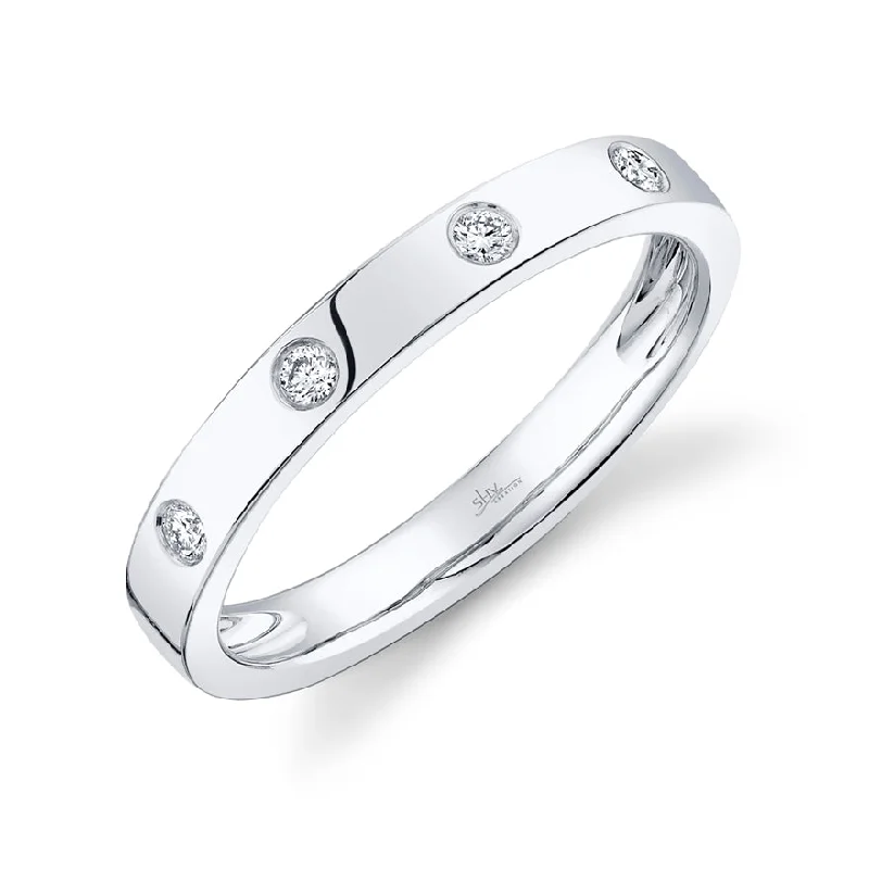 Colored Gemstone Rings-14K White Gold Diamond High Polish Band