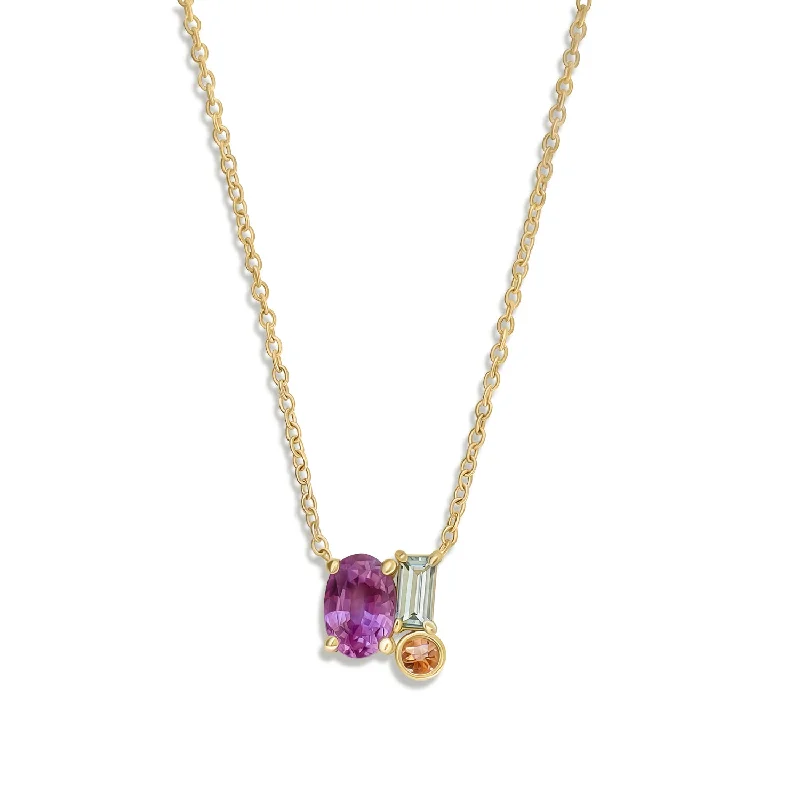 Zodiac Necklaces-Pink Sapphire Confetti Pendant