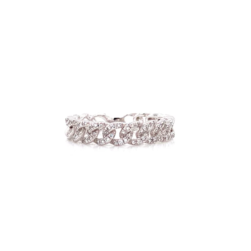 Customizable Rings-14K White Gold Diamond Curb Link Eternity Ring