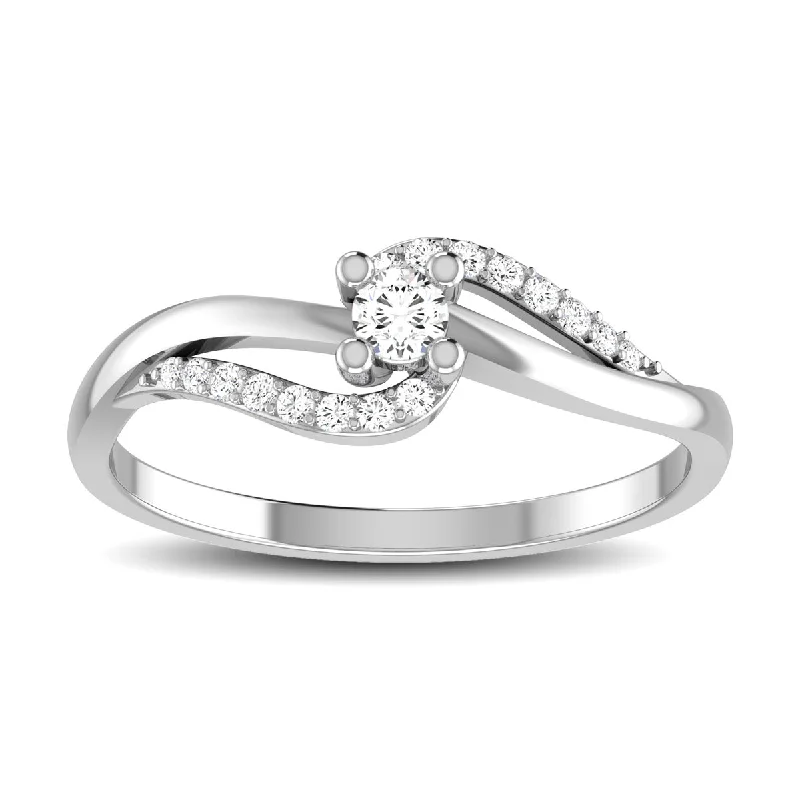 Diamond Wedding Bands Sets-10K White Gold 1/6 Ct.Tw. Diamond Fashion Ring