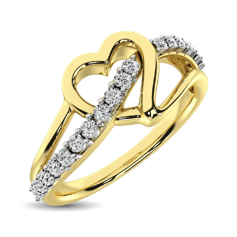 Gold and Silver Rings-10K Yellow Gold 1/20 Ct.Tw. Diamond Heart Ring