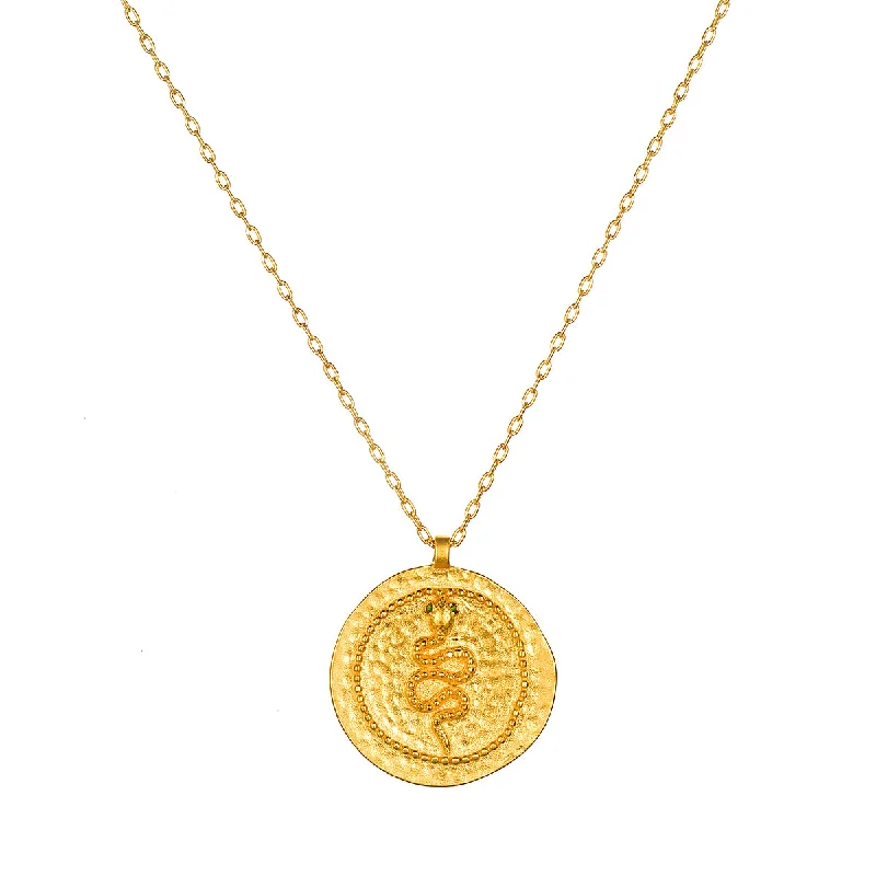 Geometric Pendant Necklaces-Eternal Energy Snake Coin Necklace